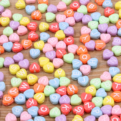 100 bucăți 6 stiluri de margele acrilice cu litere mixte inimă alfabet plat cub digital margele distanțare libere pentru realizarea de bijuterii manuală