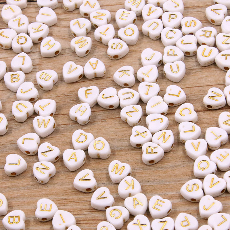 100 bucăți 6 stiluri de margele acrilice cu litere mixte inimă alfabet plat cub digital margele distanțare libere pentru realizarea de bijuterii manuală