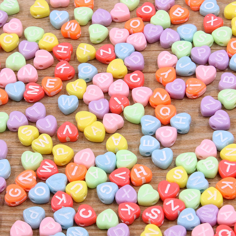 100 bucăți 6 stiluri de margele acrilice cu litere mixte inimă alfabet plat cub digital margele distanțare libere pentru realizarea de bijuterii manuală