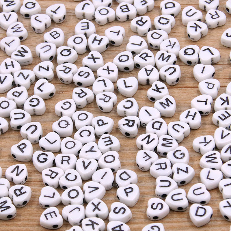 100 bucăți 6 stiluri de margele acrilice cu litere mixte inimă alfabet plat cub digital margele distanțare libere pentru realizarea de bijuterii manuală