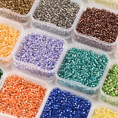 20g With Box or No Box 2,2x1,2mm Ασημένια επένδυση γυάλινες χάντρες 10/0 Uniform Tube Seed Beads for Jewelry Making DIY Accessories