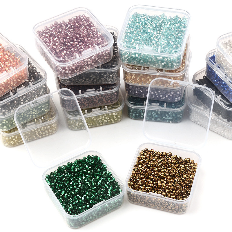 20g dobozzal vagy doboz nélkül 2,2x1,2mm ezüst bélésű üveggyöngyök 10/0 egységes csöves maggyöngyök ékszerkészítéshez barkácsolási kiegészítők