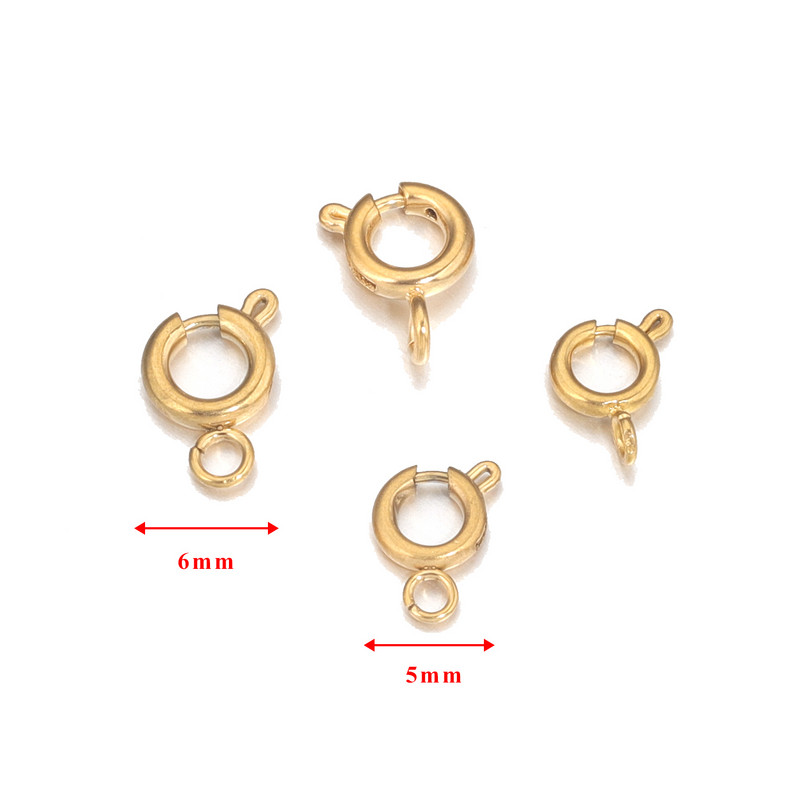 10 komada PVD presvučeno nehrđajućim čelikom 18K zlatom 5 mm 6 mm Claw Opruga Kopče Konektori Kuke DIY pribor za izradu nakita Veleprodaja