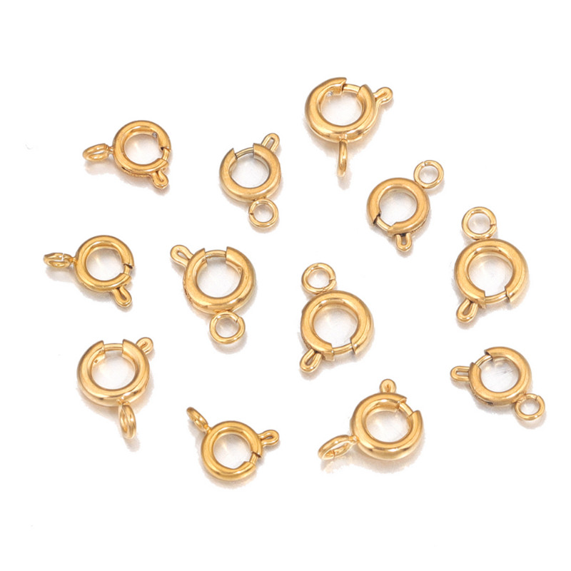10 komada PVD presvučeno nehrđajućim čelikom 18K zlatom 5 mm 6 mm Claw Opruga Kopče Konektori Kuke DIY pribor za izradu nakita Veleprodaja