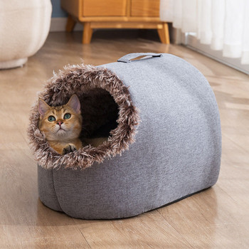 Σπίτι για κατοικίδια για γάτες και μικρούς σκύλους Φορητό κρεβάτι ιγκλού γάτας με αφαιρούμενο μαξιλάρι Ζεστό σπήλαιο Φωλιά ύπνου για γάτες και σκύλους