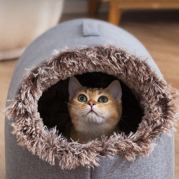 Σπίτι για κατοικίδια για γάτες και μικρούς σκύλους Φορητό κρεβάτι ιγκλού γάτας με αφαιρούμενο μαξιλάρι Ζεστό σπήλαιο Φωλιά ύπνου για γάτες και σκύλους