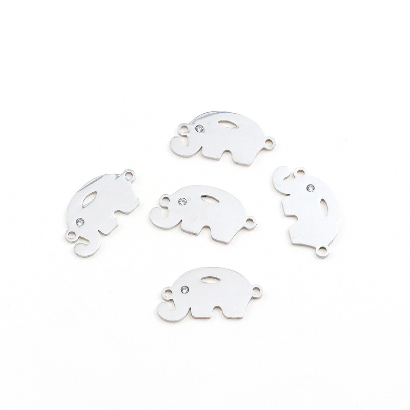 5 τμχ/παρτίδα Ανοξείδωτο ατσάλι Elephant Zircon Eye βραχιόλια Charm μενταγιόν Κοσμήματα Making Findings DIY Charms Χειροποίητα αξεσουάρ