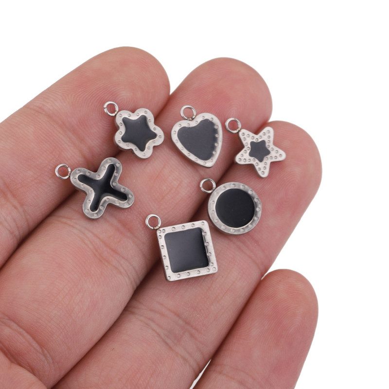 20 komada Emajlirani križ od nehrđajućeg čelika u obliku srca Petokraka zvijezda privjesci DIY naušnice Ogrlica Izrada nakita Komponenta narukvice