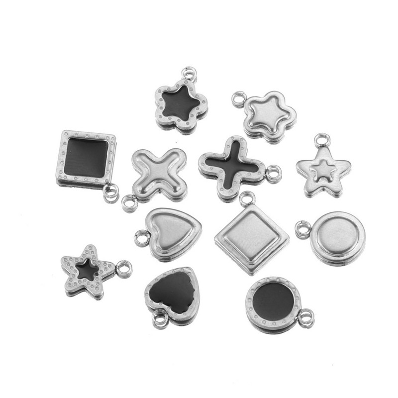 20 komada Emajlirani križ od nehrđajućeg čelika u obliku srca Petokraka zvijezda privjesci DIY naušnice Ogrlica Izrada nakita Komponenta narukvice