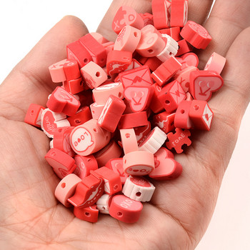 Red Love Heart Polymer Clay Beads Valentine Diy Spacer Beads for Jewelry Making Findings Αξεσουάρ κοσμημάτων Προμήθειες