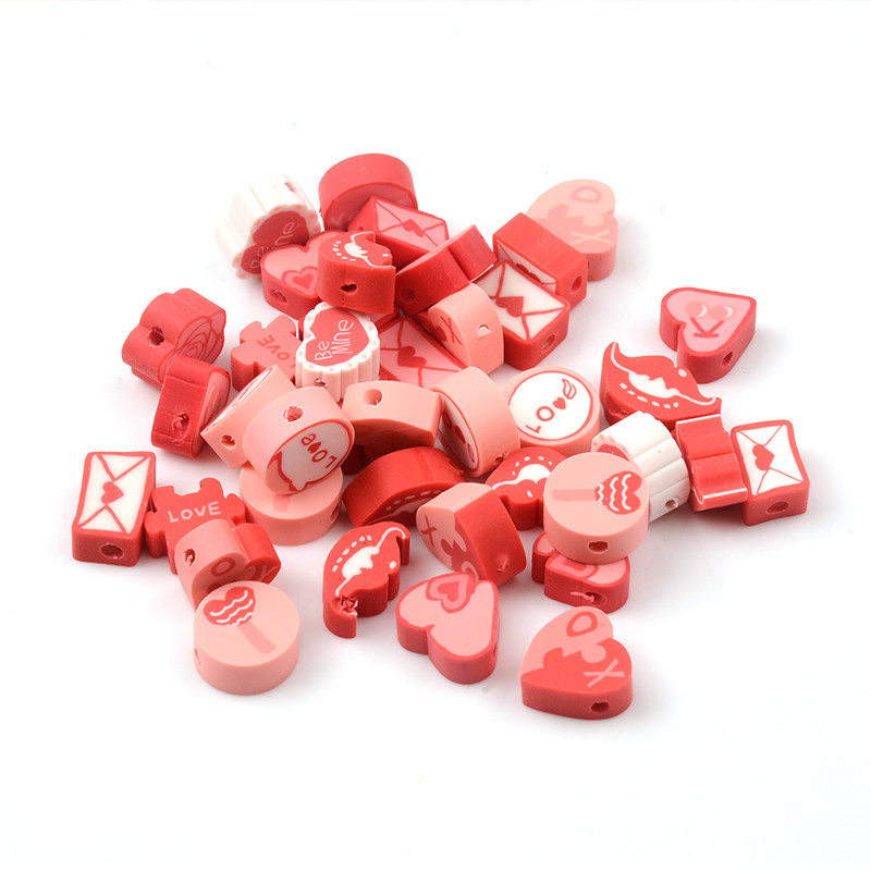 Crveno ljubavno srce Perle od polimerske gline Valentinovo Diy Spacer perle za izradu nakita Nalazi pribor za nakit
