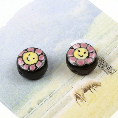 Plosnate okrugle keramičke perle od 15 mm Šarene slobodne porculanske perle za izradu nakita Ručno izrađeni DIY dodaci za narukvice