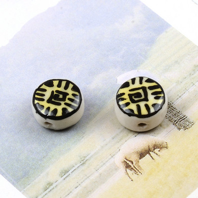 Plosnate okrugle keramičke perle od 15 mm Šarene slobodne porculanske perle za izradu nakita Ručno izrađeni DIY dodaci za narukvice