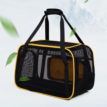 Котешка чанта за пътуване на открито за домашен любимец през рамо дишаща мрежеста сгъваема кученце малко средно куче котка ръчна чанта за авиолинии