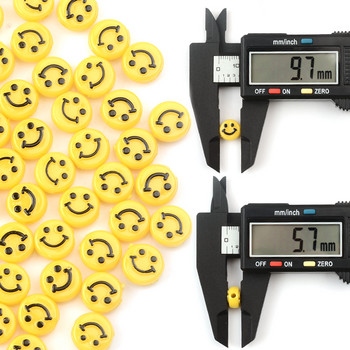 Ακρυλικές χάντρες 3D Smile 10mm Επίπεδες στρογγυλές χάντρες Loose Spacer Πλαστικές χάντρες ABS για DIY χειροποίητα αξεσουάρ κοσμημάτων Smiley Crafts
