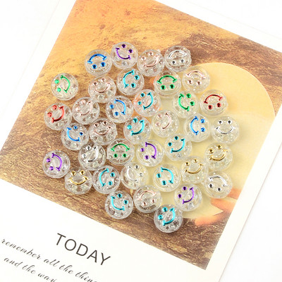 10 mm 3D osmjeh akrilne perle ravnog okruglog oblika labave razmaknice plastične ABS perle za DIY ručno izrađeni pribor za nakit Smajli rukotvorine