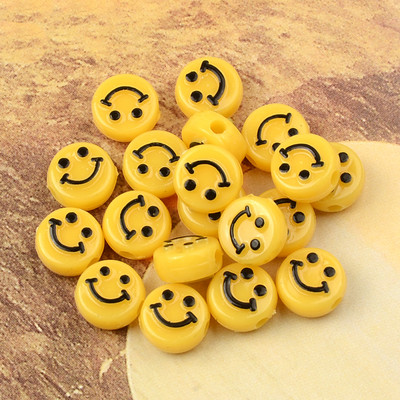 10 mm 3D osmjeh akrilne perle ravnog okruglog oblika labave razmaknice plastične ABS perle za DIY ručno izrađeni pribor za nakit Smajli rukotvorine
