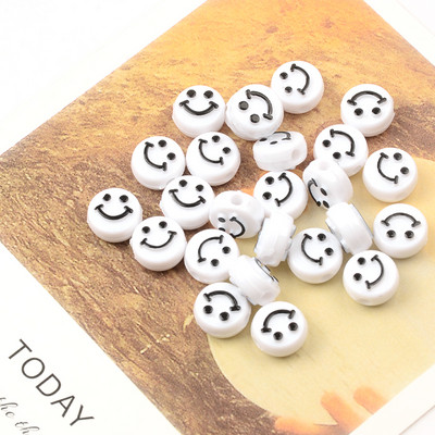 10 mm 3D osmjeh akrilne perle ravnog okruglog oblika labave razmaknice plastične ABS perle za DIY ručno izrađeni pribor za nakit Smajli rukotvorine