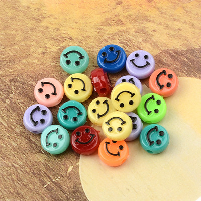 10 mm 3D osmjeh akrilne perle ravnog okruglog oblika labave razmaknice plastične ABS perle za DIY ručno izrađeni pribor za nakit Smajli rukotvorine