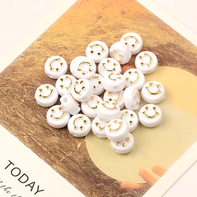 10 mm 3D osmjeh akrilne perle ravnog okruglog oblika labave razmaknice plastične ABS perle za DIY ručno izrađeni pribor za nakit Smajli rukotvorine