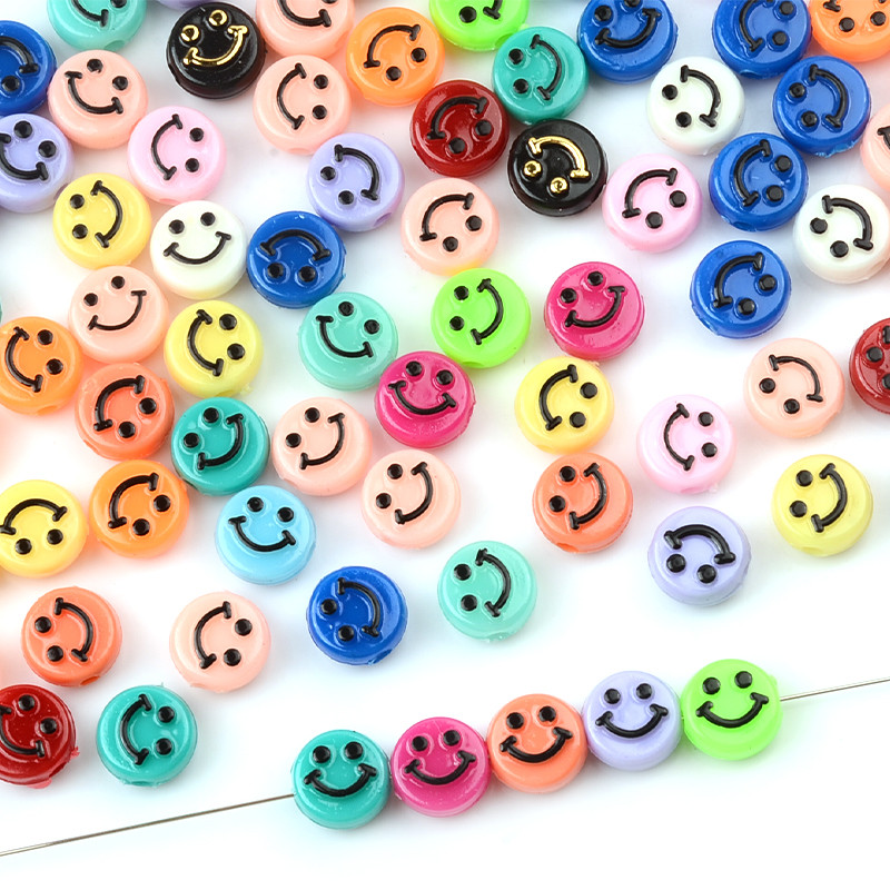 10 mm 3D osmjeh akrilne perle ravnog okruglog oblika labave razmaknice plastične ABS perle za DIY ručno izrađeni pribor za nakit Smajli rukotvorine