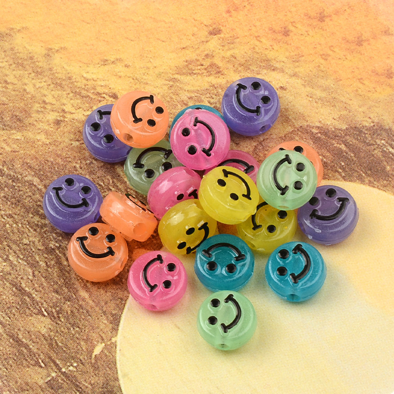 10 mm 3D osmjeh akrilne perle ravnog okruglog oblika labave razmaknice plastične ABS perle za DIY ručno izrađeni pribor za nakit Smajli rukotvorine