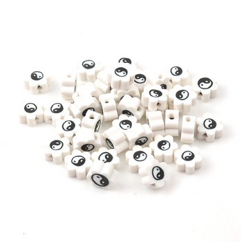 Λευκό και μαύρο Tai Chi Polymer Clay Beads Loose Beads for Jewelry Making DIY Earrings Βραχιόλια Προμήθειες Αξεσουάρ