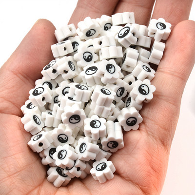 Λευκό και μαύρο Tai Chi Polymer Clay Beads Loose Beads for Jewelry Making DIY Earrings Βραχιόλια Προμήθειες Αξεσουάρ