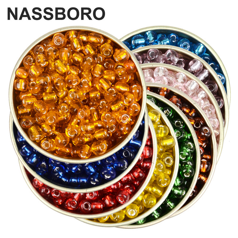 Nagykereskedelmi 4 mm-es gyöngyök/ezüst bélelt/üveggyöngyök cseh/gyöngy- és ékszerkészítés/távtartók/báj/nagy lyuk/ barkácsvarrás