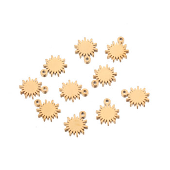 20 бр. Златно покритие от неръждаема стомана Висулка със слънчево цвете Малки талисмани за свързване на листа Направи си сам обеци Колие Компоненти за изработка на бижута