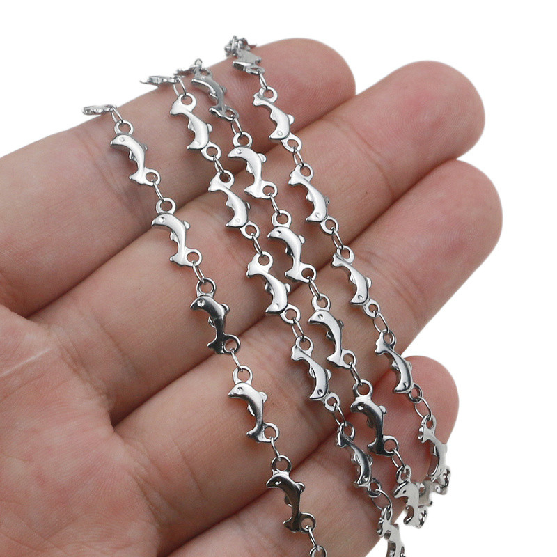 Aiovlo 1M/παρτίδα από ανοξείδωτο ατσάλι Σύνδεσμος Dolphin Heart Shape Leaf Chains Κολιέ Κοσμήματα DIY Κοσμήματα Κουβανικές αλυσίδες Κοστούμι Χονδρική Μαζική πώληση