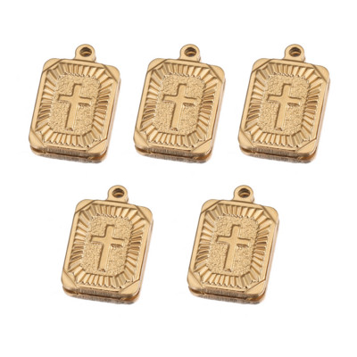 5 komada privjesaka Kvadratni emisioni križ Zlatni privjesci od nehrđajućeg čelika DIY spajanje rukotvorina Izrada nalaza Ručno izrađeni hip hop nakit