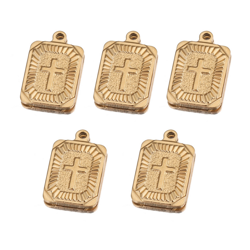5 komada privjesaka Kvadratni emisioni križ Zlatni privjesci od nehrđajućeg čelika DIY spajanje rukotvorina Izrada nalaza Ručno izrađeni hip hop nakit
