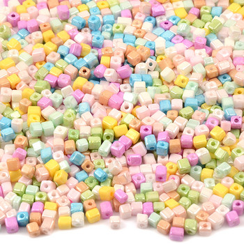 Περίπου 4 χιλιοστά Cube Beads Ice Cream Color Charms Τσεχικές γυάλινες χάντρες Kralen Τετράγωνες χάντρες για κοσμήματα κατασκευής Diy αξεσουάρ βραχιολιών