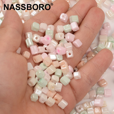 Περίπου 4 χιλιοστά Cube Beads Ice Cream Color Charms Τσεχικές γυάλινες χάντρες Kralen Τετράγωνες χάντρες για κοσμήματα κατασκευής Diy αξεσουάρ βραχιολιών