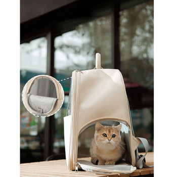 Τσάντα μεταφοράς για γάτες κατοικίδιων ζώων Φορητό αναπνεύσιμο σακίδιο πλάτης Μικρά σκυλιά PU σακίδια πλάτης διπλού ώμου Μεταφορά μεταφοράς σάκο μεταφοράς