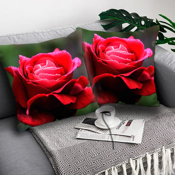 Κόκκινο κάλυμμα μαξιλαριού λουλουδιού Πολυεστερική θήκη μαξιλαριού ριχτάρι Super soft κοντό βελούδινο κάλυμμα μαξιλαριού Εορταστικά διακοσμητικά μαξιλάρια σπιτιού