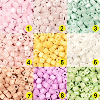 Περίπου 4 χιλιοστά Cube Beads Ice Cream Color Charms Χαλαρές τετράγωνες τσέχικες γυάλινες χάντρες για κοσμήματα, αξεσουάρ κολιέ βραχιόλι Diy
