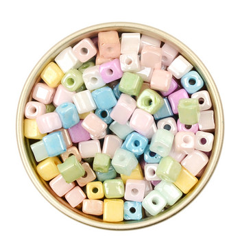 Περίπου 4 χιλιοστά Cube Beads Ice Cream Color Charms Χαλαρές τετράγωνες τσέχικες γυάλινες χάντρες για κοσμήματα, αξεσουάρ κολιέ βραχιόλι Diy