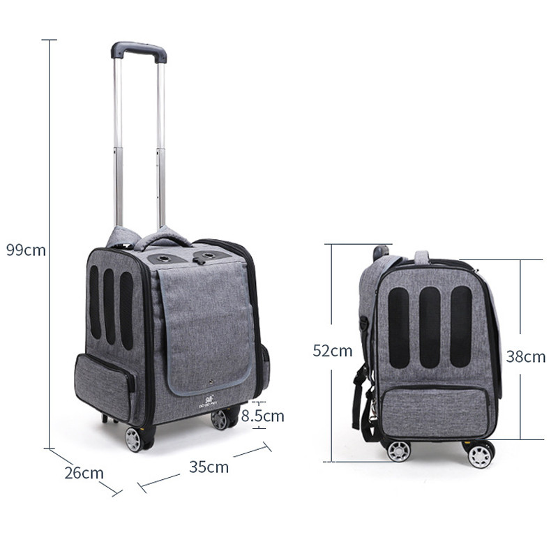 Калъф за количка за домашни любимци Преносимо подвижно универсално колело Pets Carrier Сгъваема кученце с голям капацитет за пътуване Дишаща раница