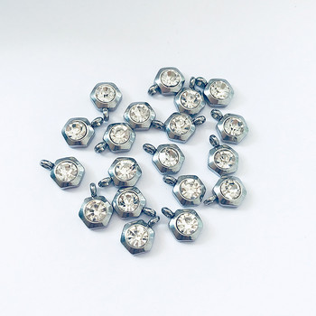 Aiovlo 10 τμχ/παρτίδα Ανοξείδωτο ατσάλι Κρυστάλλινο στρας Sparkling Charms for DIY Jewelry Κατασκευή Κολιέ Βραχιόλια Αξεσουάρ