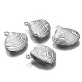 Aiovlo 10db/tétel Charms kétoldalas héj 13*14mm rozsdamentes acél gyártás medál barkács ékszer karkötő nyaklánchoz