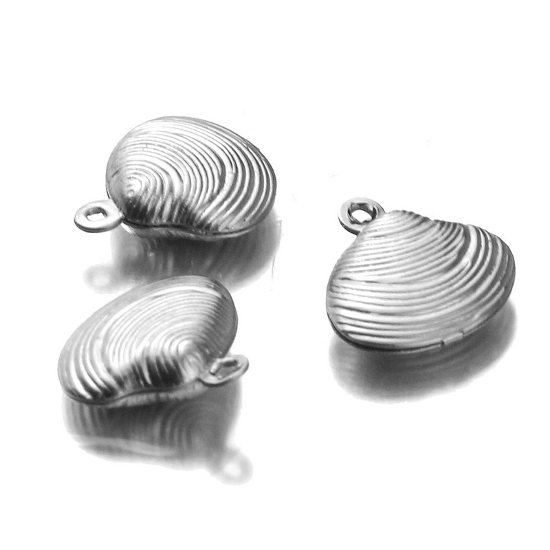 Aiovlo 10db/tétel Charms kétoldalas héj 13*14mm rozsdamentes acél gyártás medál barkács ékszer karkötő nyaklánchoz