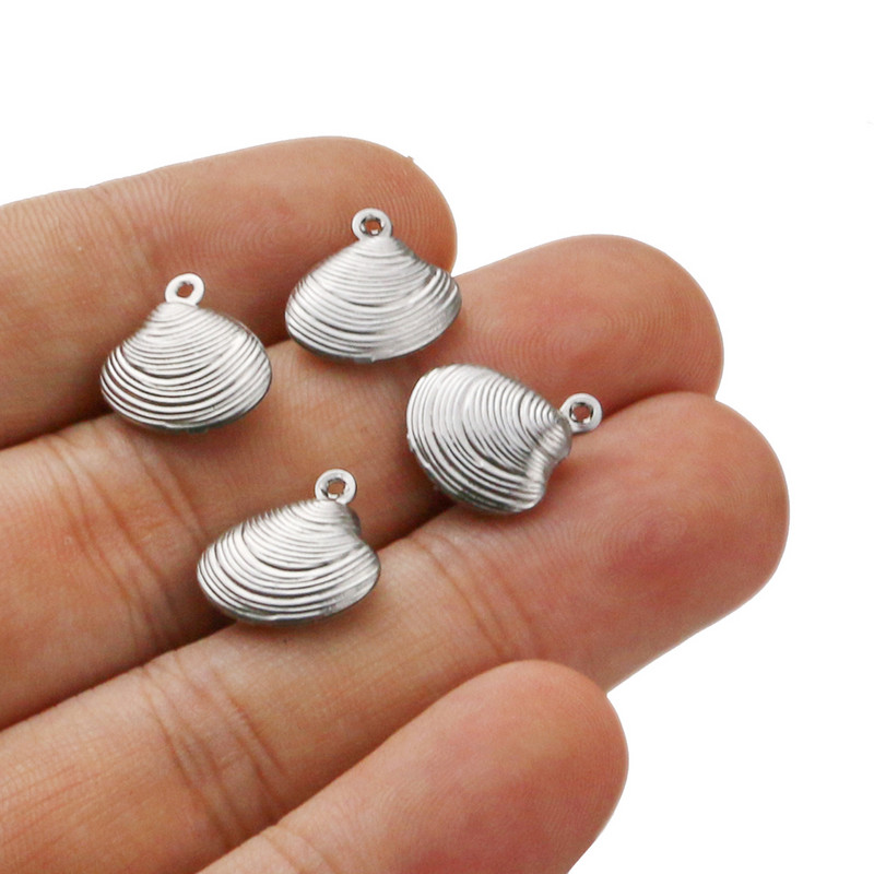 Aiovlo 10db/tétel Charms kétoldalas héj 13*14mm rozsdamentes acél gyártás medál barkács ékszer karkötő nyaklánchoz
