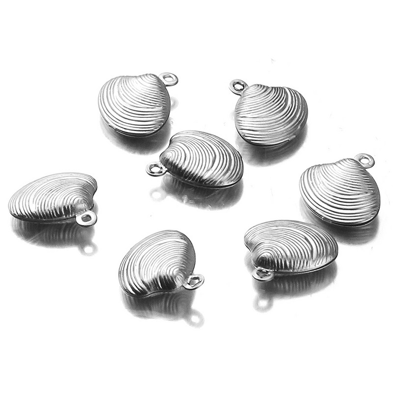 Aiovlo 10db/tétel Charms kétoldalas héj 13*14mm rozsdamentes acél gyártás medál barkács ékszer karkötő nyaklánchoz