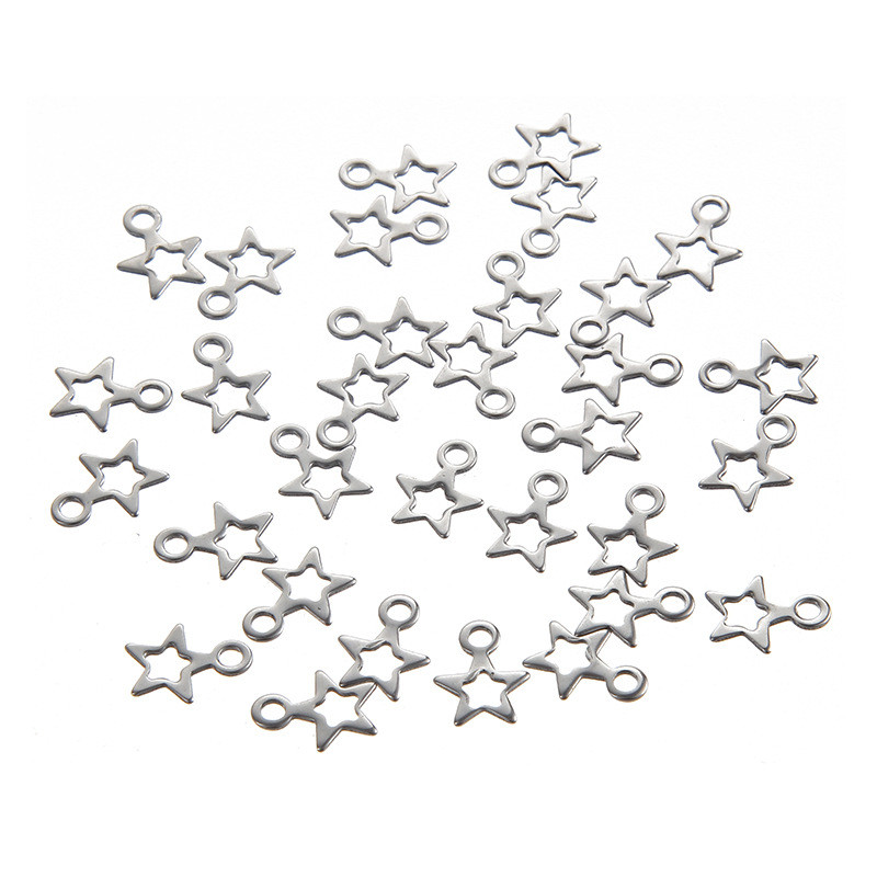 Visokokvalitetni zvjezdani privjesak od nehrđajućeg čelika za žene Narukvica Izrada nakita Metalni šuplji ručno izrađeni privjesci 40 kom./lot