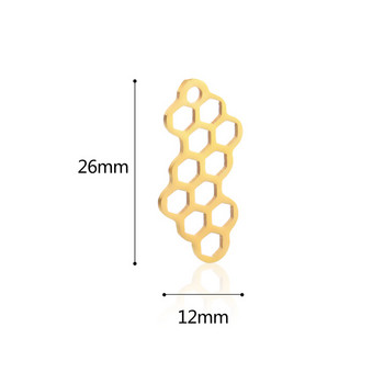 5 τμχ/παρτίδα Ανοξείδωτο ατσάλι Bee Honeycomb Charms Σκουλαρίκι συνδετήρας βραχιόλι κολιέ για DIY χειροποίητα αξεσουάρ κατασκευής κοσμημάτων