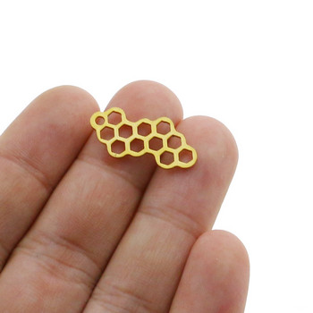 5 τμχ/παρτίδα Ανοξείδωτο ατσάλι Bee Honeycomb Charms Σκουλαρίκι συνδετήρας βραχιόλι κολιέ για DIY χειροποίητα αξεσουάρ κατασκευής κοσμημάτων