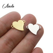 Aiovlo 5pcs/lot 15*18mm od nehrđajućeg čelika zlato distorzirano srce šarm konektor za narukvicu ogrlicu privjeske diy izrada nakita