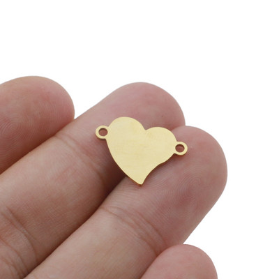 Aiovlo 5pcs/lot 15*18mm od nehrđajućeg čelika zlato distorzirano srce šarm konektor za narukvicu ogrlicu privjeske diy izrada nakita